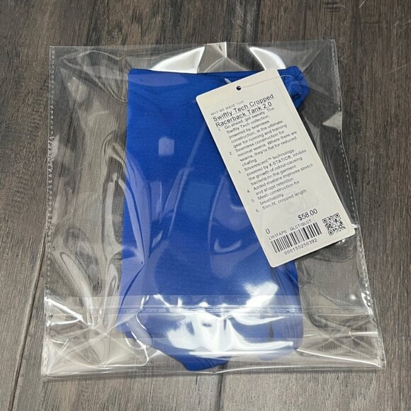Lululemon NWT Swiftly Tech Cropped Racerback Tank Top 2.0 Galactic Cobalt - Picture 7 of 7